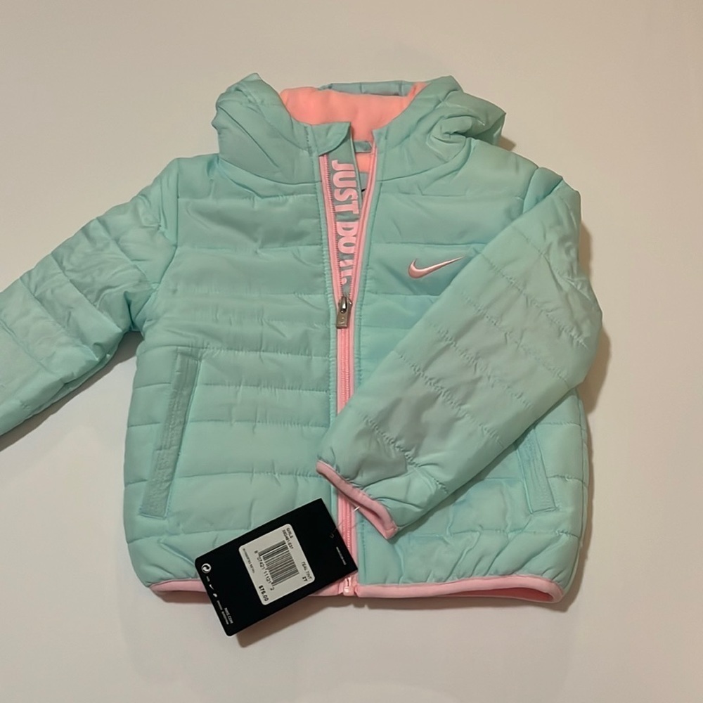 Nike Kids Puffer Jacket - Mint Green and Pink